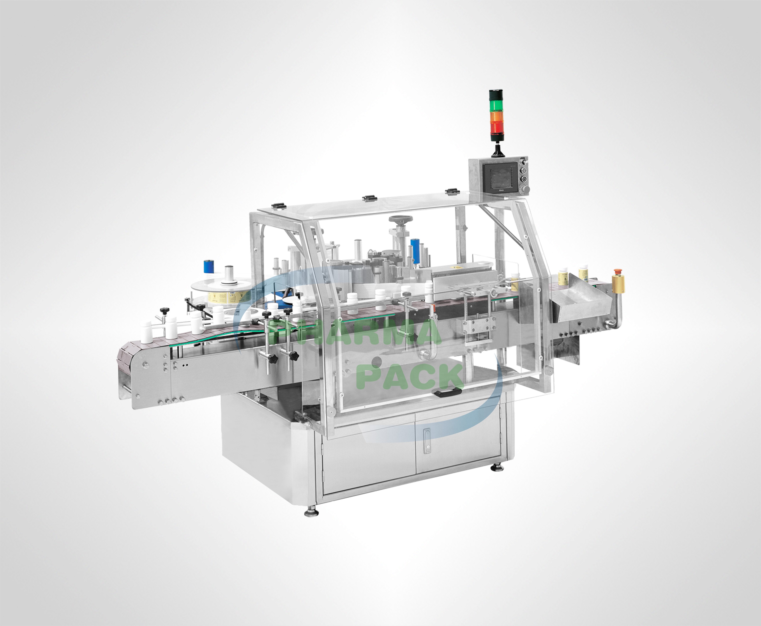 Вертикальный двухслойный этикетировщик для круглых бутылок